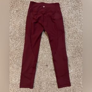 Lululemon leggings crop size 6 red wine